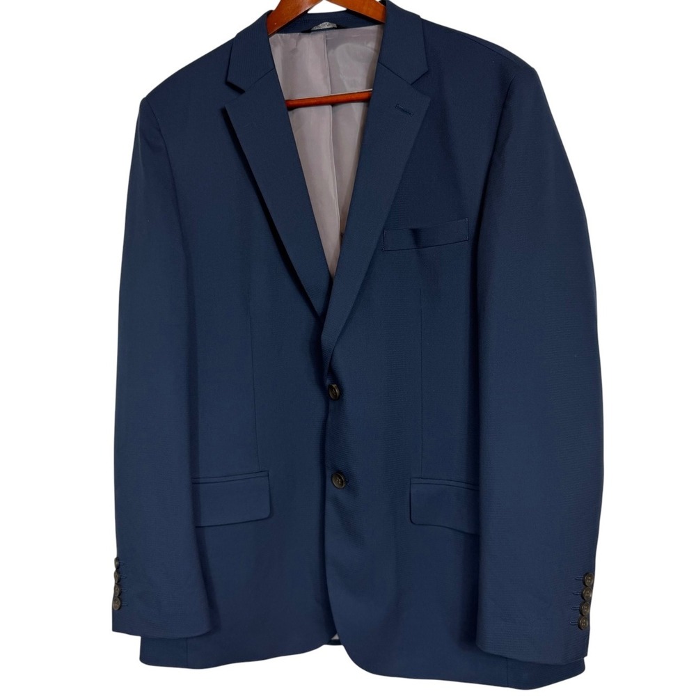 Haggar H26 Mens Blue Textured 2 Button Suit Jacket Blazer 44R HZ70304